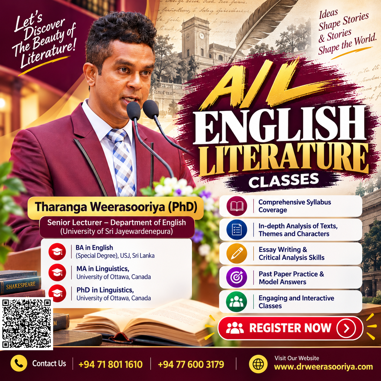 A/L English Literature Classes poster